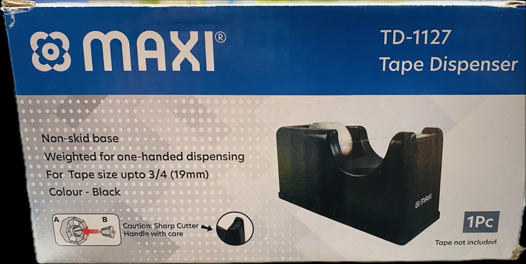 MAXI TD-1127 Tape Dispenser, Black