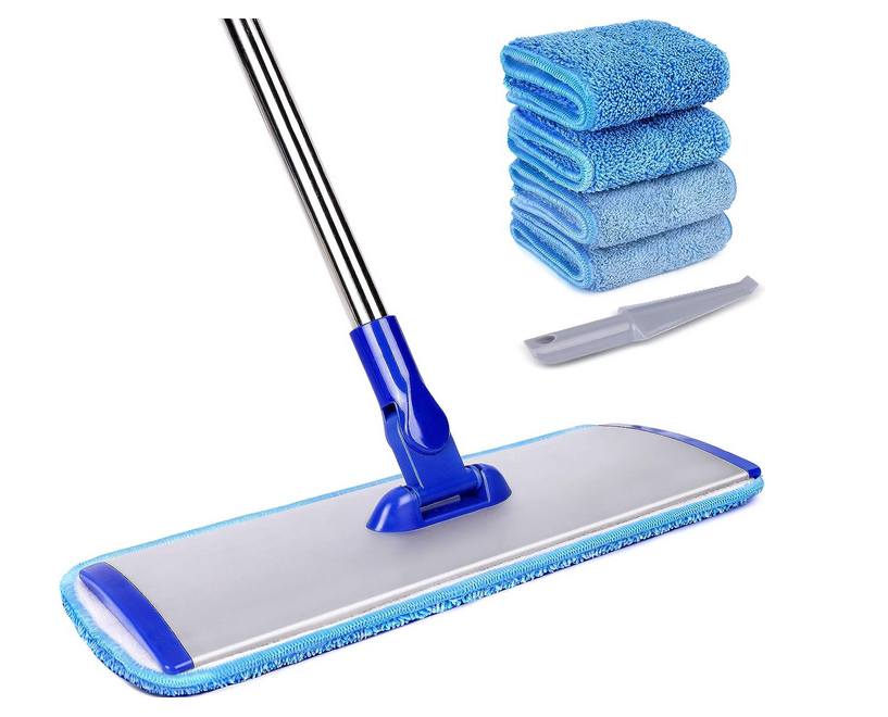 AMZ Microfiber Wet and Dust Flat Mop with Stainless Steel Handle ,18-inch