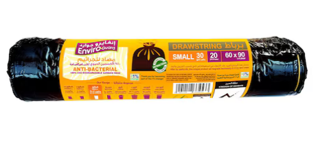 Enviro Care 30 Gallon Drawstring Black 20 Garbage Bags (60x90)