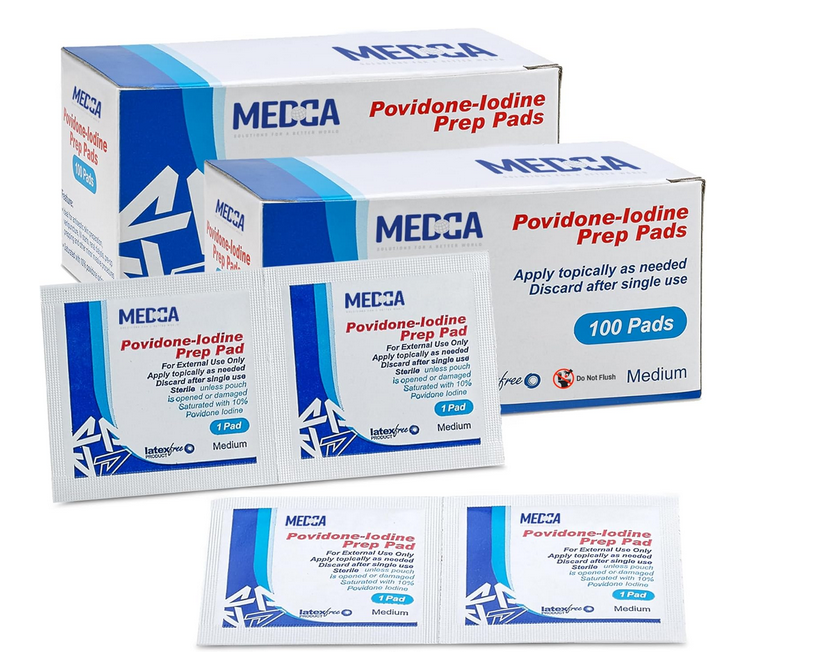 AMZ MEDca Povidone Iodine Prep Pads/Wipes (Pack of 200)