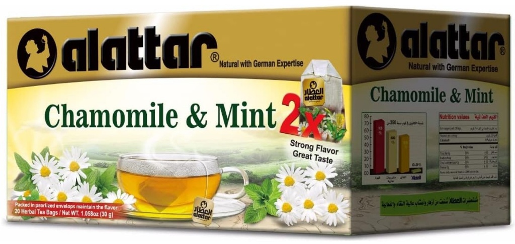 Al Attar Chamomile & Mint ( 20 Enveloped Tea Bags) Case of  24