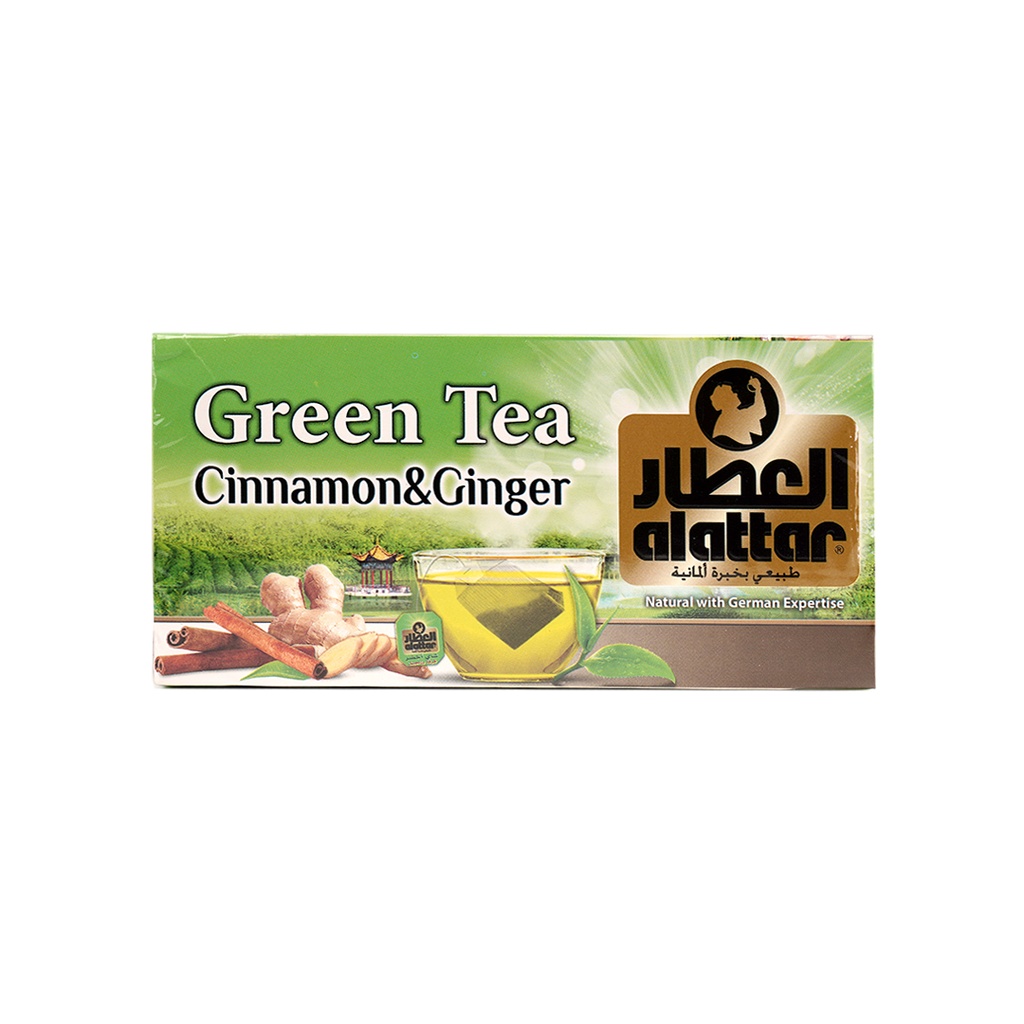 AL ATTAR Green Tea Ginger & Cinnamon Tea - 20 Enveloped Tea Bags (Case of 24)