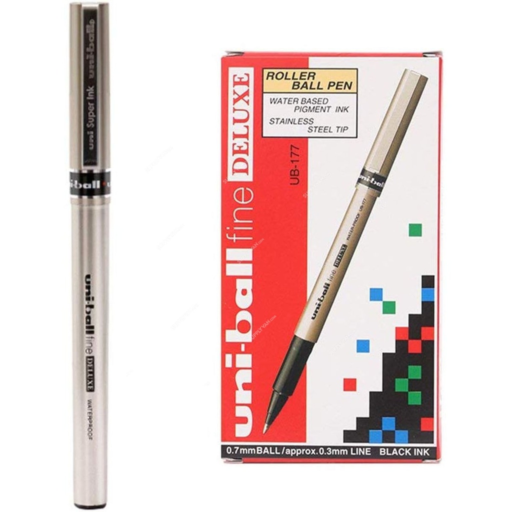 Uni-ball UB177 Fine Deluxe Pen - 0.7 mm, Black (Pack of 12)