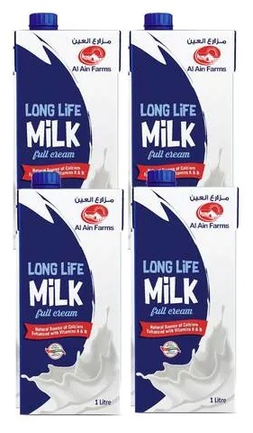 Al Ain Long Life Full Cream Milk 1L (Pack of 4)