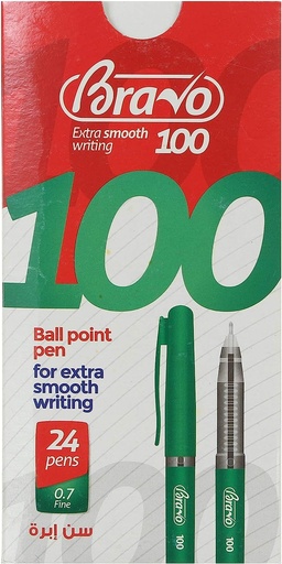 BRAVO 100 Ballpoint Pen , Green ( Pack of 50) 0.7mm