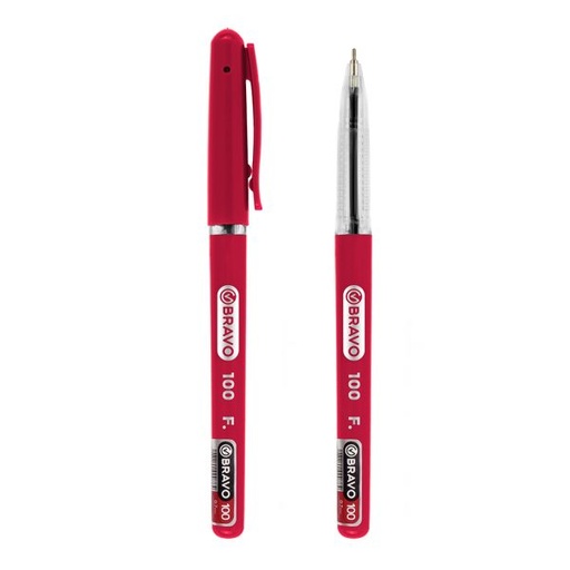 BRAVO Ballpoint Pen , Red ( Pack of 50) 0.7mm