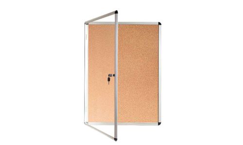 Bi-Office VT630101150 Lockable Cork Notice Board, 720 x 981mm [9 x A4]