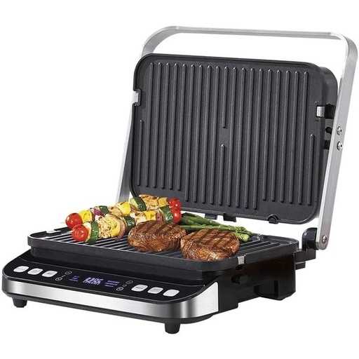 BioloMix  BCG02D 2000W Electric Contact Grill Digital Griddle and Panini Press, BCG02D, black