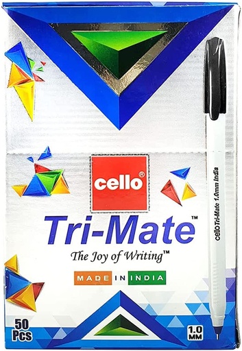 Cello Trimate Ballpoint Pen - 1.0 mm, Black (Pack of 50)