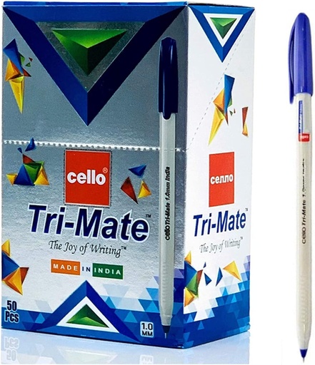 Cello Trimate Ballpoint Pen - 1.0 mm, Blue (Pack of 50)