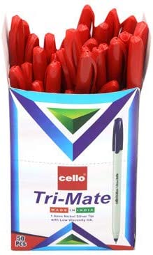 Cello Trimate Ballpoint Pen - 1.0 mm, Red (Pack of 50)