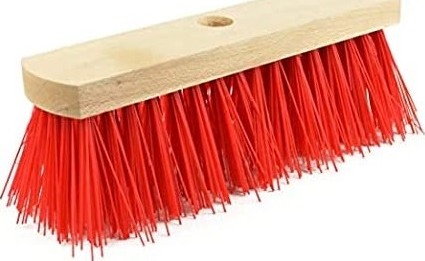 Chemex Hard Brush with Wooden Stick , Red , 12inch