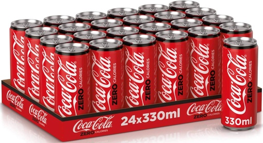 Coca-Cola Zero Soft Drink, Can 330ml (Pack of 24)