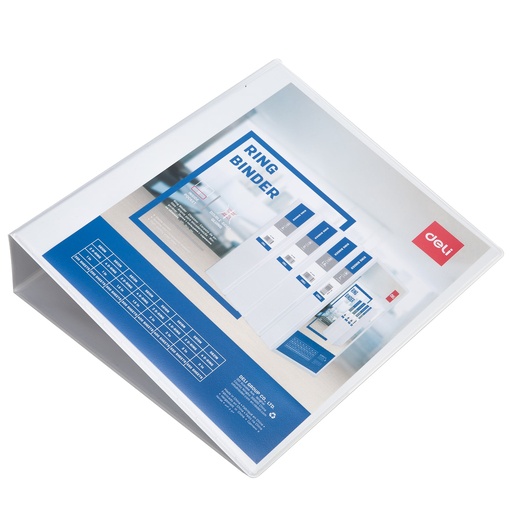 Deli E5616N 2-Ring Presentation Binder , A4 , 2inch spine (50mm) ,White (Pack of 6)