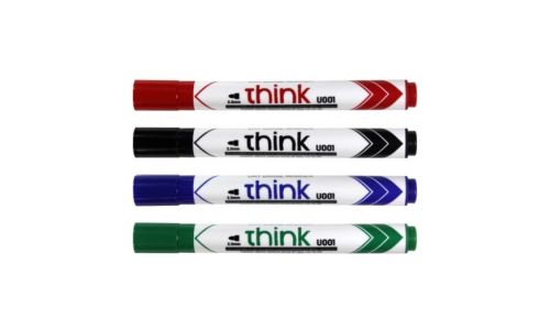 Deli U001 Bullet Tip Dry Erase Whiteboard Marker - 2mm, Assorted Color (Pack of 12)