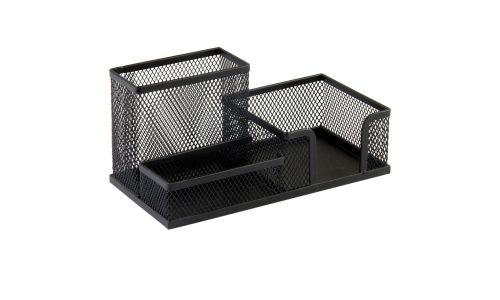 Deluxe AMT A108 Metal Mesh 3 in 1 Desk Organizer, Black