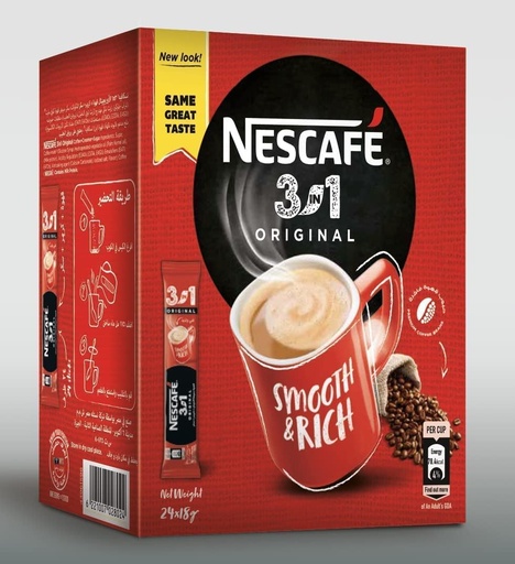 Nescafe 3-In-1 Classic Original Coffee - 18g, 24 Sticks