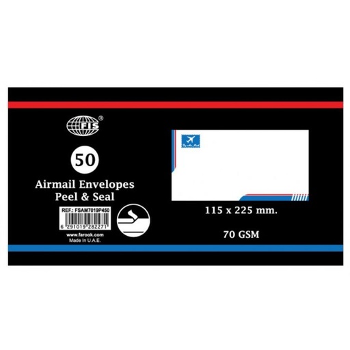 FIS FSWE1019P50 Airmail Envelope - Peal & Seal, (Pack of 50)