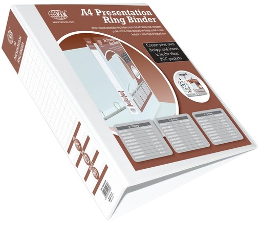 FIS FSBD265DPB 2D- Ring Presentation Binder , 65mm Spine 3.75" , A4 White
