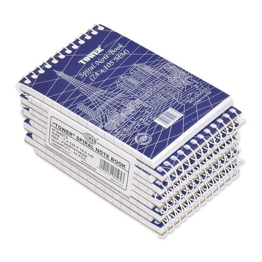 FIS FSNB74105SB Spiral Notebook - Tower, Top Bound, A7 ( Pack of 10)