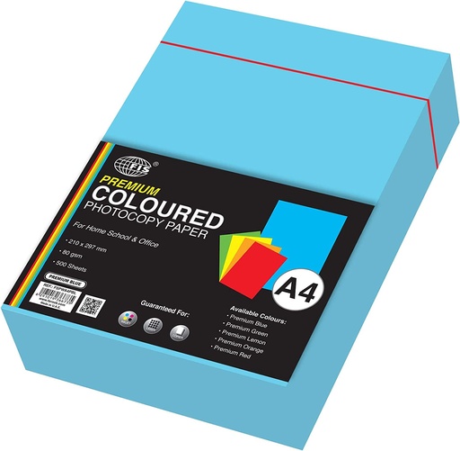 FIS FSPWA4PBL Premium Color Photocopy Paper, 500 Sheets, 80 gsm, Premium Blue Color, A4 Size