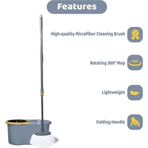 FLORET 4118 Spin Mop 360 Degrees Bucket Set, 25Liters , Assorted Colors