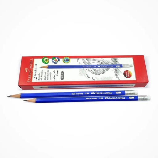 Faber Castell FC114405 Black Lead Pencil With Eraser Tip, Blue (Pack of 12)