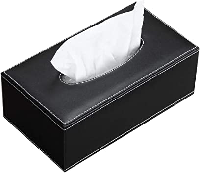 Generic Rectangular Tissue Box Holder Case , PU Leather ,Black