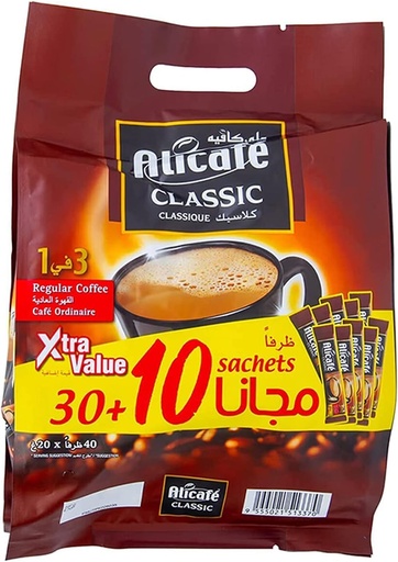 Alicafe Classic 3-In-1 Instant Coffee 20g Xtra Value Pouch (30 + 10 Sachets Free)