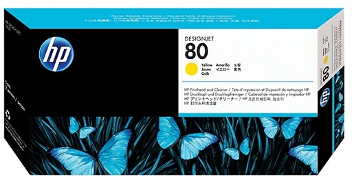 HP 80 DesignJet Original Printhead and Printhead Cleaner, Yellow (C4823A)