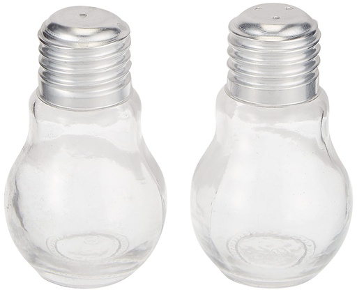 Harmony Bulb Shape Glass Salt & Pepper With Metal Lid Set 9 (Pack of 2)
