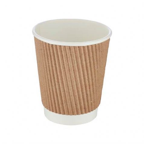 Hotpack PCRW8K 8 Oz ( Brown )Kraft Ripple Paper Cups - Carton of 500pcs
