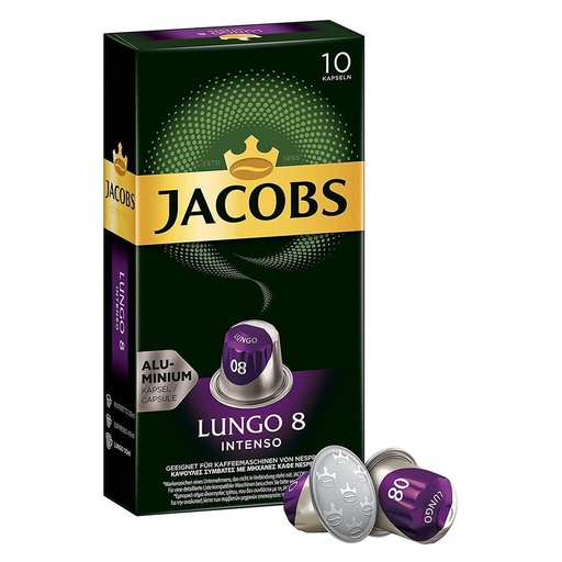 Jacobs Lungo Intenso 8 Coffee Capsules Pack of 10 Drinks