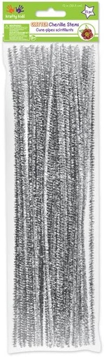 Krafty Kids Striped Chenille Stems , Assorted Colors , 12in , (Pack of 30)