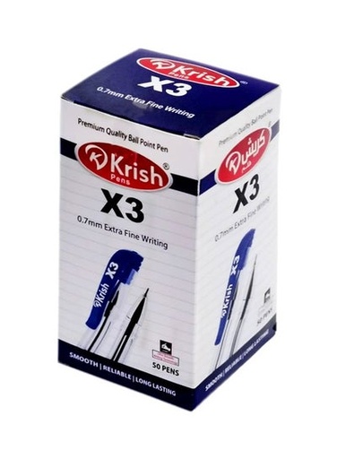 Krish X3 Ballpoint pen , 0.7mm, Blue ( Pack of 50)