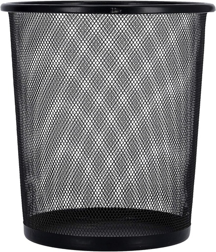 FIS FSWA101BK Wire Mesh Waste Baskets , Round , Net Type , Black , 23 x 26cm ( Small)