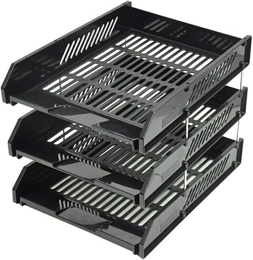 FIS FSOT10431BK 3-Tier Plastic Document Tray,Black