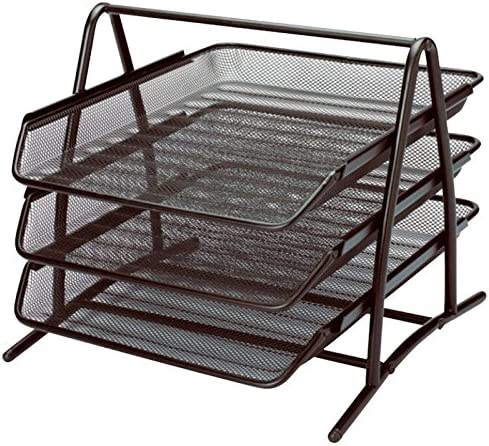 MasterPlus 3-Tier Document Tray, Metal Mesh, Black