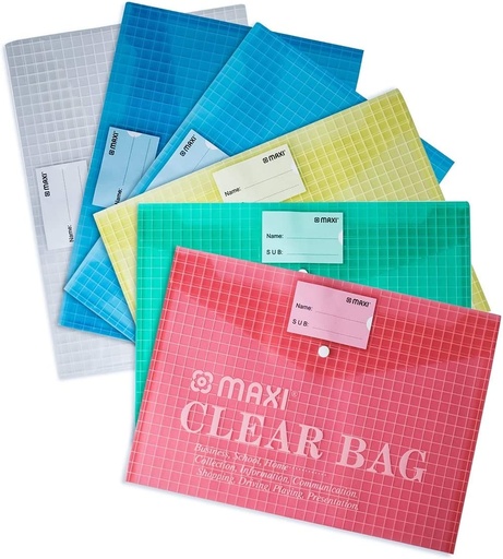 Maxi MX-CBC My Clear Bag , A4 (Pack of 12), Assorted