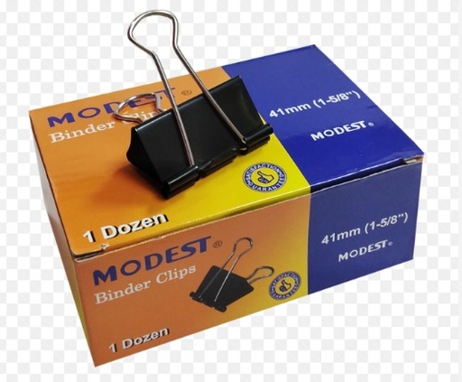 Modest Binder Clips , Black , 41mm ( 12pieces)