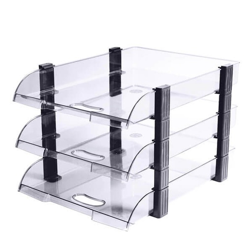 Omega 1758  3-Tier Document Tray , Acrylic , Clear Transparent