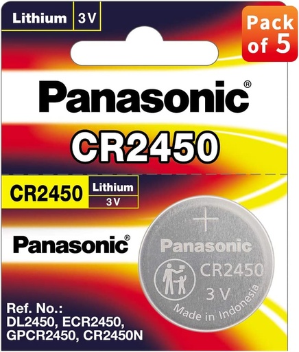 Panasonic Battery Lithium CR-2450/5BE Battery - Pack of 5 (Multicolor)