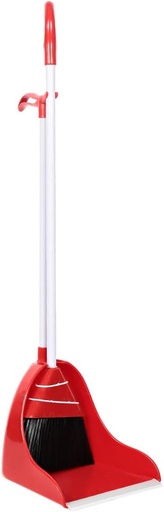 Generic Long Handle Dustpan Set With Broom , Red