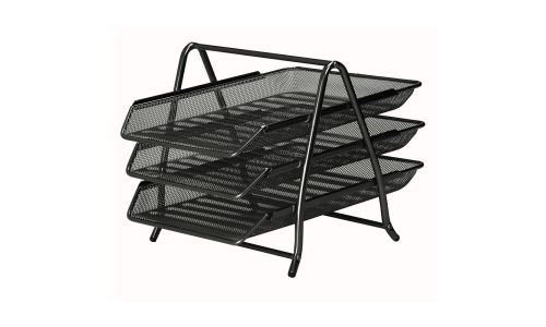 Partner Metal Mesh 3 Tier Document Tray, Black