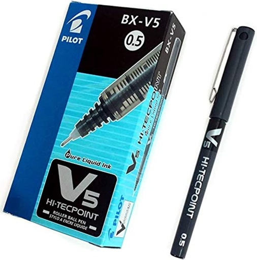 Pilot BX-V5 Hi-Tecpoint Roller Ball Pen, 0.5MM, Black (Pack of 12)