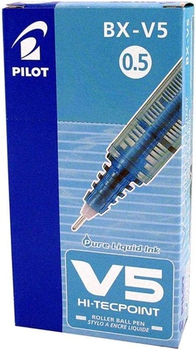 Pilot BX-V5 Hi-Tecpoint Roller Ball Pen, 0.5MM, Blue (Pack of 12)