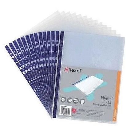Rexel NPRA4 12231 Reinforced Pockets Embossed Top Opening ( Sheet Protector) A4 , 80 microns (Pack of 100) Blue Edge