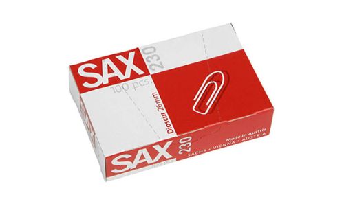 SAX 230 Paper Clips - 26mm, 100 Clips (Box of 10)