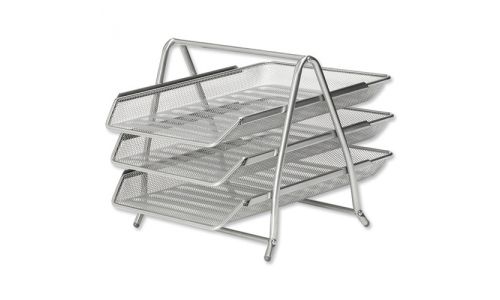 Sadaf Metal Mesh Document Tray - 3 Tier, Silver