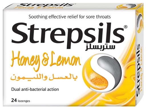 Strepsils Sore Throat Pain Relief Honey And Lemon Lozenges 24 count